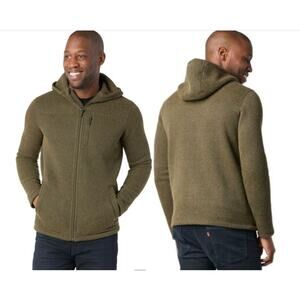Smartwool Hudson Trail Fleece Hoodie Full Zip Jacket Green Large Fall Gorpcore